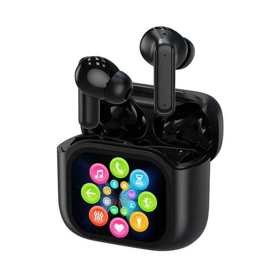 Wireles Smart Touch Screen Active Noise Cancelling Earbuds In Ear Work Headphones ANC Touchscreen Earphones TWS True Wireless Earbuds Bluetooth 5.3 ENC Ear Buds with Screen On Case for iPhone Android