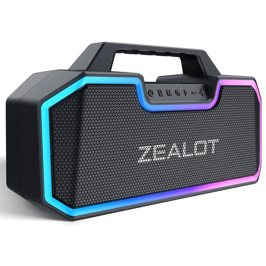 ZEALOT Bluetooth Speaker80W Speaker with Dual ParingSpeakers Bluetooth WirelessIPX7 Waterproof Speaker with 14400MAh Big Battery40H PlaytimeStereoParty Beach Portable Speaker(Dark Black)